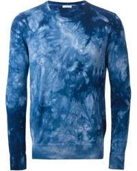 Мужской синий вареный свитер с круглым вырезом от Paolo Pecora