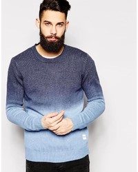 Мужской синий вареный свитер с круглым вырезом