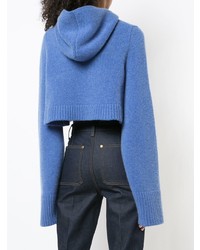 Синий вязаный короткий свитер от Khaite