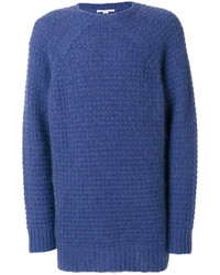 Мужской синий вязаный свитер с круглым вырезом из мохера от Stella McCartney