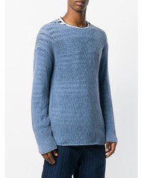 Мужской синий вязаный свитер с круглым вырезом от Ermanno Scervino