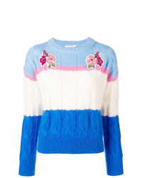 Женский синий вязаный свитер с цветочным принтом от Vivetta