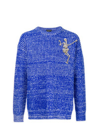 Мужской синий вязаный свитер от Alexander McQueen
