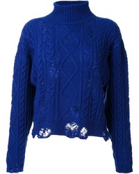 Женский синий вязаный свитер от Miharayasuhiro