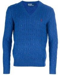 Мужской синий вязаный свитер от Polo Ralph Lauren
