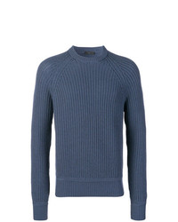 Мужской синий вязаный свитер от Prada