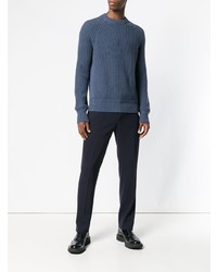 Мужской синий вязаный свитер от Prada