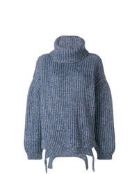Синий вязаный свободный свитер от Balenciaga