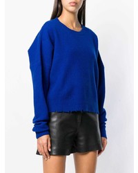 Синий вязаный свободный свитер от Unravel Project