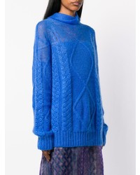 Синий вязаный свободный свитер от Maison Margiela