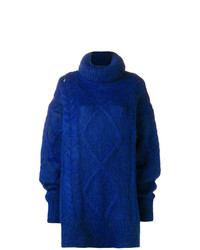 Синий вязаный свободный свитер от Maison Margiela