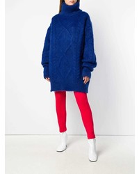 Синий вязаный свободный свитер от Maison Margiela