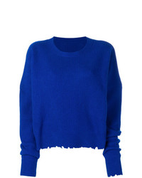 Синий вязаный свободный свитер от Unravel Project