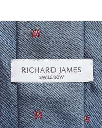 Мужской синий галстук с вышивкой от Richard James