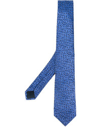 Мужской синий галстук с геометрическим рисунком от Lanvin