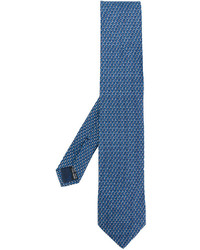 Мужской синий галстук с принтом от Salvatore Ferragamo