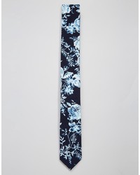 Мужской синий галстук с цветочным принтом от Asos