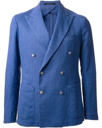 Синий двубортный пиджак