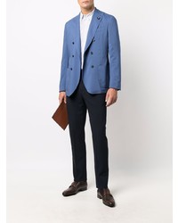 Мужской синий двубортный пиджак от Lardini