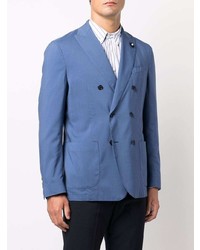 Мужской синий двубортный пиджак от Lardini