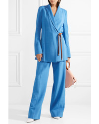 Женский синий двубортный пиджак от Roksanda