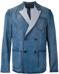 Мужской синий джинсовый двубортный пиджак от Christian Pellizzari