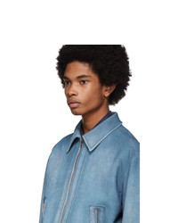 Мужской синий замшевый бомбер от Prada