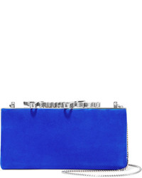 Синий замшевый клатч с украшением от Jimmy Choo