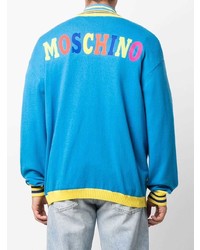 Мужской синий кардиган с принтом от Moschino