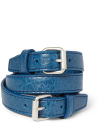 Мужской синий кожаный браслет от Balenciaga