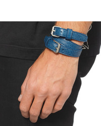 Мужской синий кожаный браслет от Balenciaga