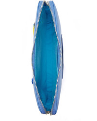 Синий кожаный клатч с принтом от Yazbukey