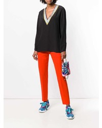 Синий кожаный клатч с принтом от Emilio Pucci