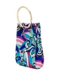 Синий кожаный клатч с принтом от Emilio Pucci