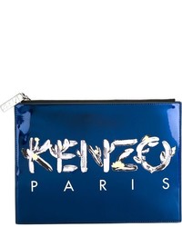 Синий кожаный клатч от Kenzo