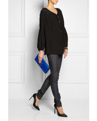 Синий кожаный клатч от Saint Laurent