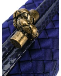 Синий кожаный клатч от Bottega Veneta
