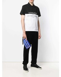 Мужской синий кожаный мужской клатч с принтом от Versace