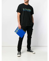 Мужской синий кожаный мужской клатч с принтом от Kenzo