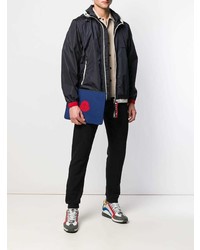 Мужской синий кожаный мужской клатч с принтом от Moncler