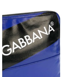 Мужской синий кожаный мужской клатч с принтом от Dolce & Gabbana