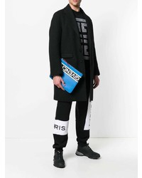 Мужской синий кожаный мужской клатч с принтом от Givenchy
