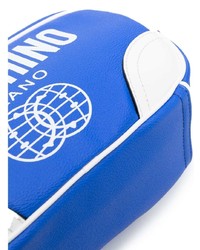 Мужской синий кожаный мужской клатч с принтом от Moschino