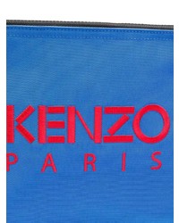 Мужской синий кожаный мужской клатч с принтом от Kenzo