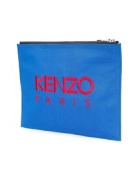 Мужской синий кожаный мужской клатч с принтом от Kenzo