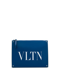 Мужской синий кожаный мужской клатч с принтом от Valentino