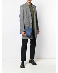 Мужской синий кожаный мужской клатч от Salvatore Ferragamo