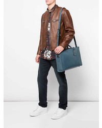 Синий кожаный портфель от Coach
