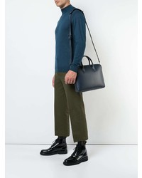 Синий кожаный портфель от Mansur Gavriel