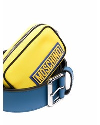 Мужской синий кожаный ремень от Moschino